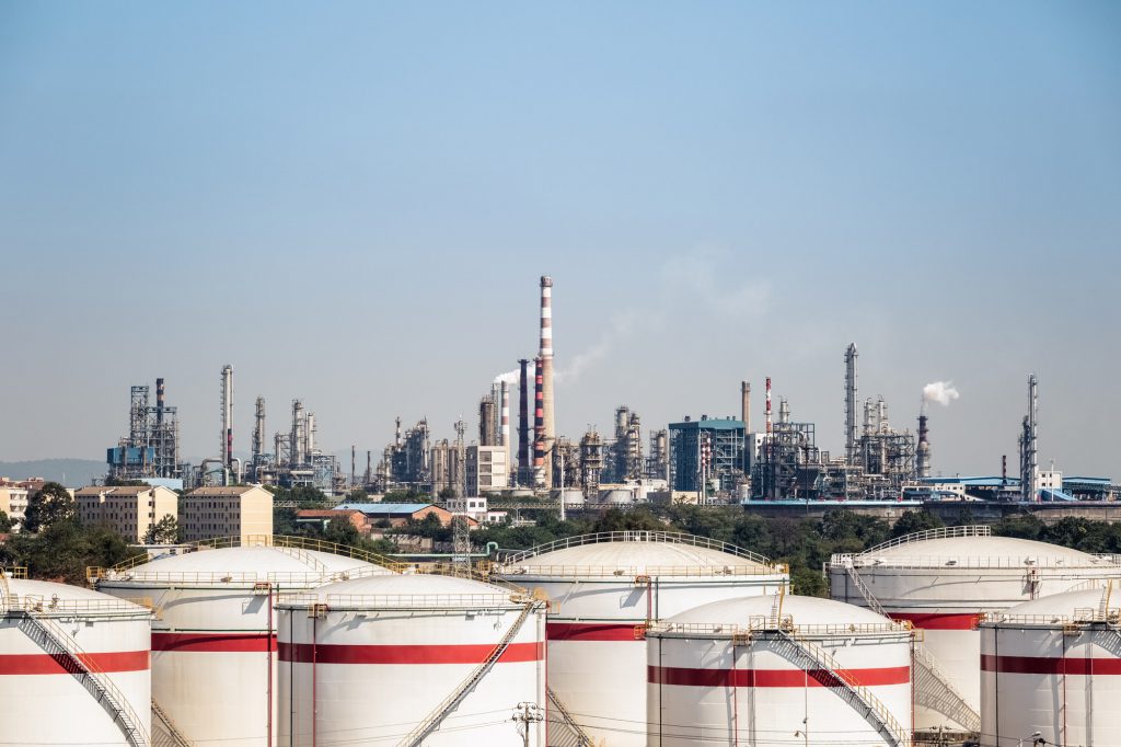 petrochemical complex and storage tanks