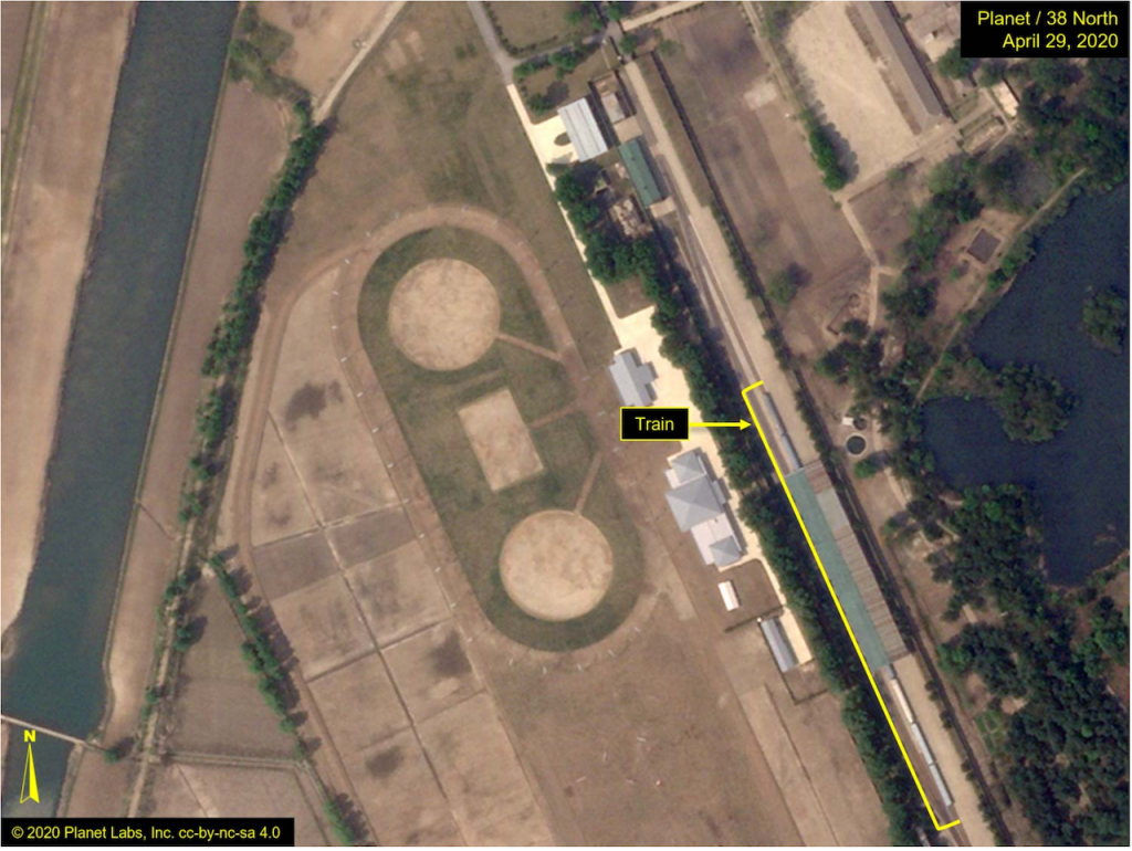 衛星拍攝到金正恩專屬火車 21-23日停靠在北韓元山市 （圖／ 北緯 38 度 ）