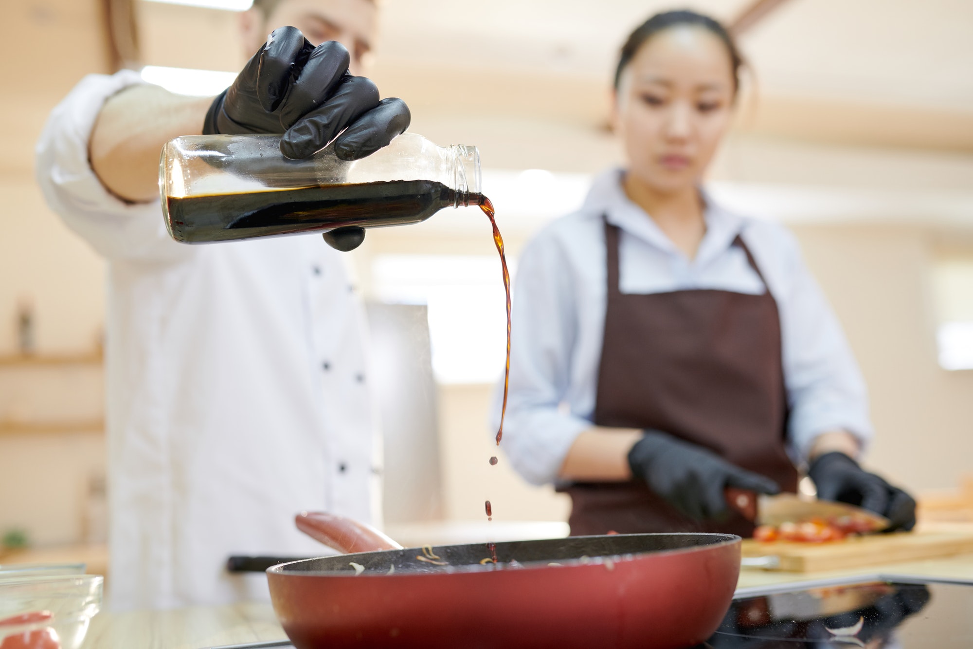 Chef Pouring Soy Sauce