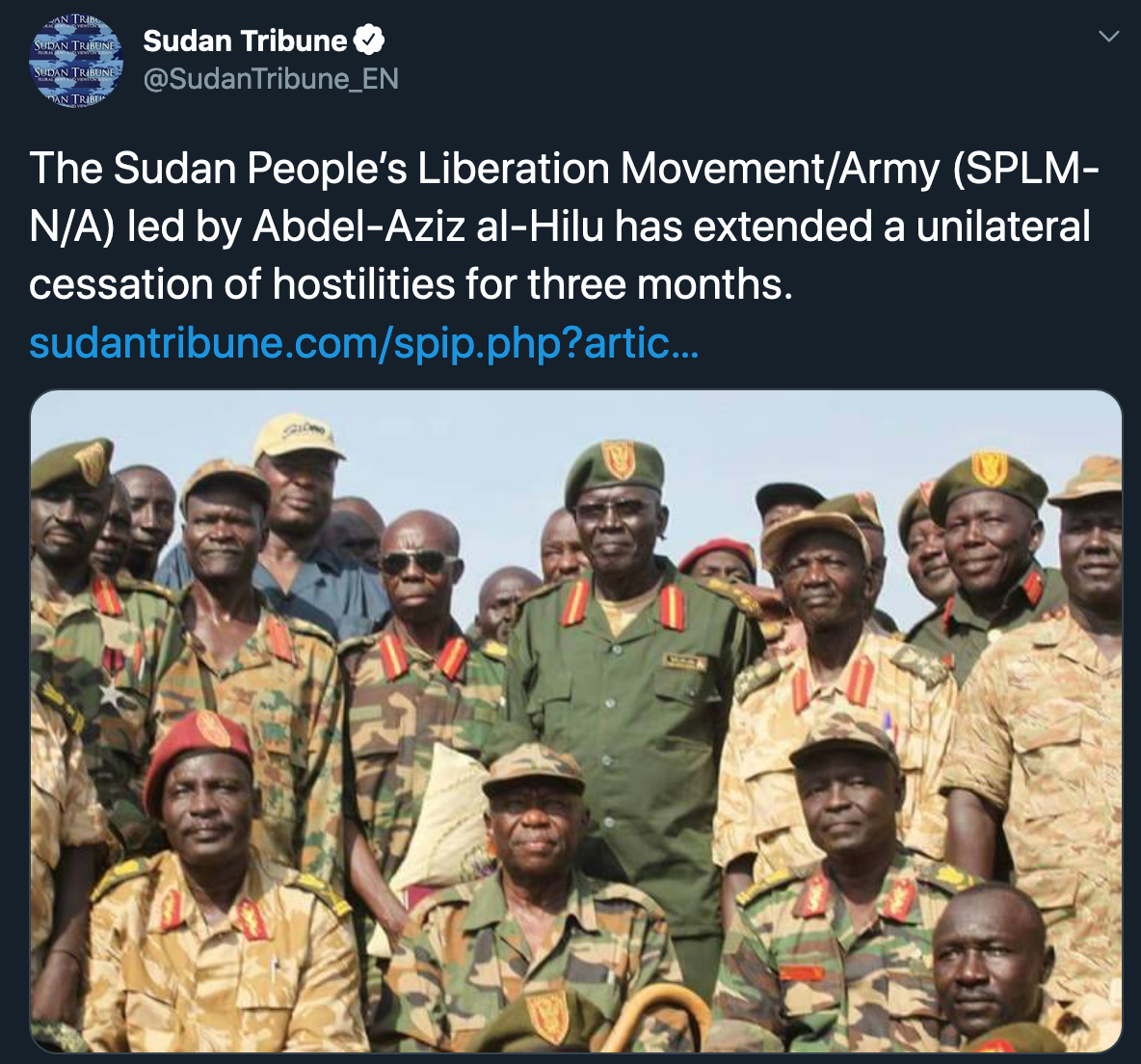 北蘇丹人民解放運動（SPLM-N）（圖／Sudan Tribune 推特）