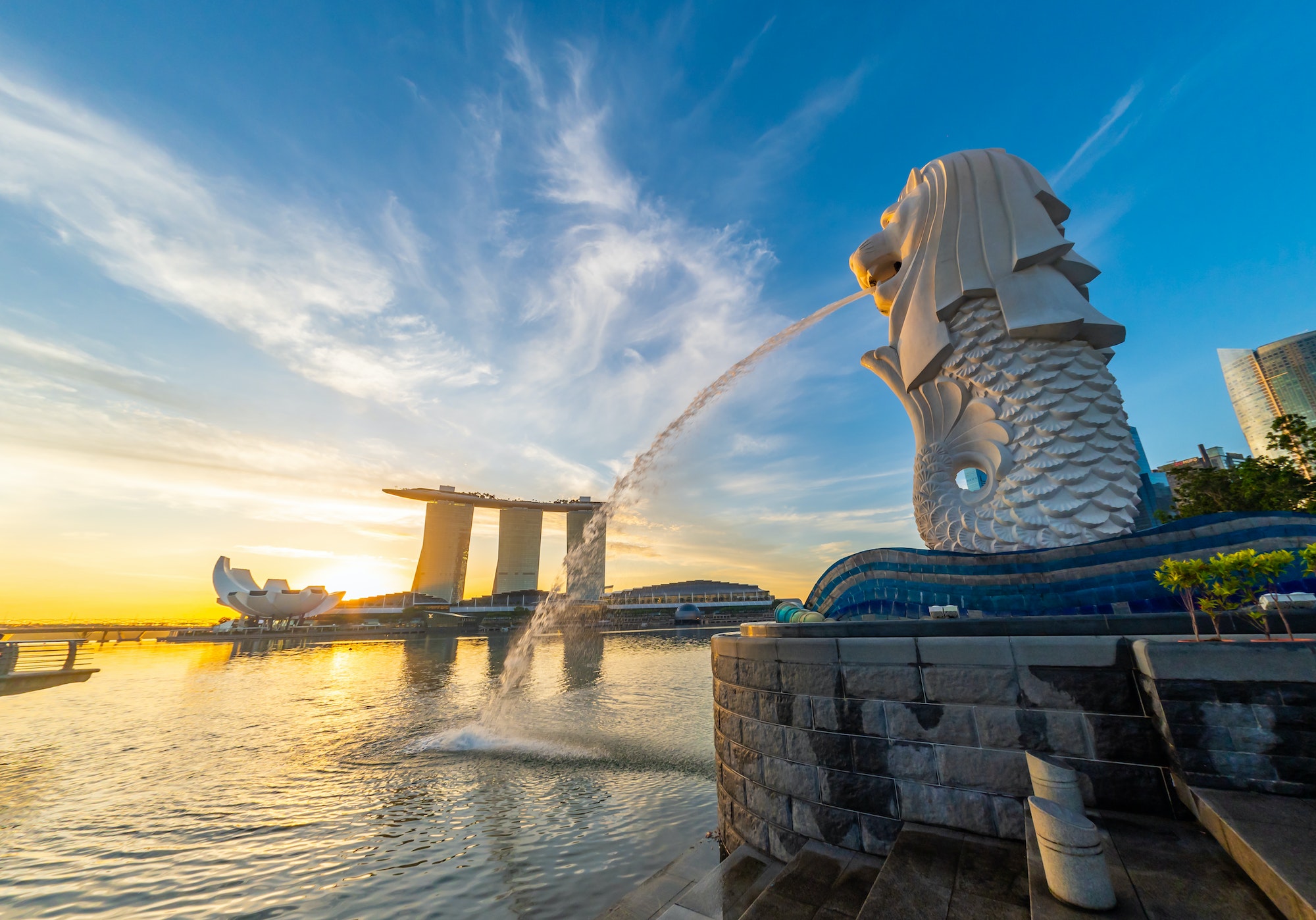 Singapore Merlion Park downtown Singapore business district