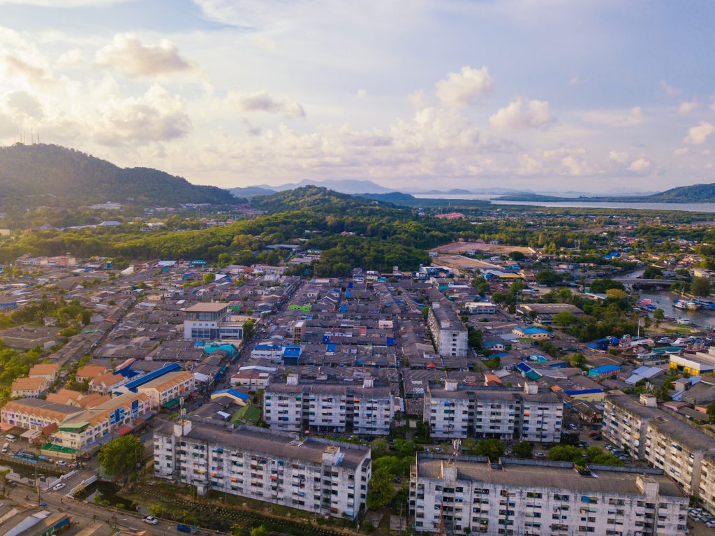 Aerial view of Pattaya town, Chonburi, Thailand. Tourism city