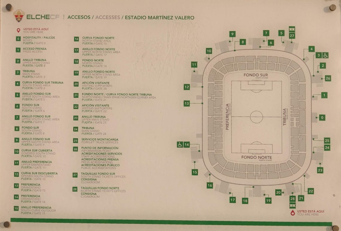 Elche CF kotistadion Estadio Martines Valero kartta