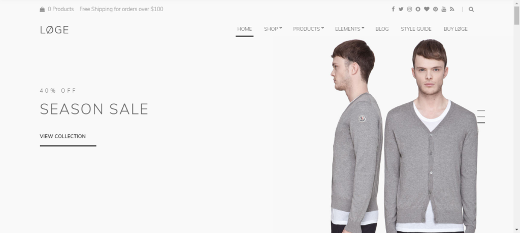 Loge top woocommerce theme