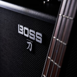 The Boss logo on a Katana bass amp 