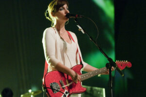 Bilinda Butcher performs with her Mustang guitar