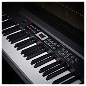 Close-up of the controls and keys of the SDP-4 Stage Piano by Gear4music in black