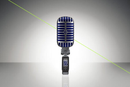 The Shure Super 55 with a grey background