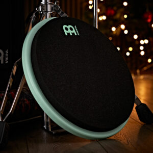 The Meinl 12’’ Marshmallow Practice Pad surrounded by Christmas lights