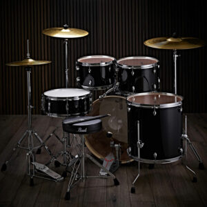 Pearl Export 22 Rock Drum Kit wStool and Sticks, Jet Black