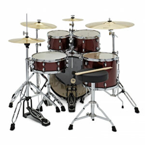 Premier Revolution 20" 5pc Drum Kit Bundle, Red Sparkle