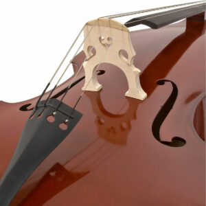 The bridge of the Student Full Size Double Bass by Gear4music