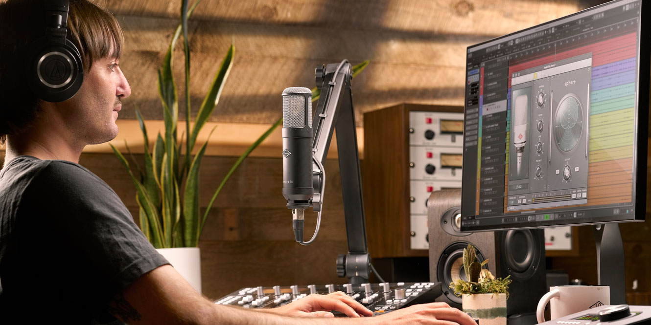 Universal Audio Sphere LX mic on desktop