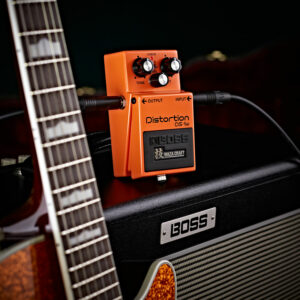 Boss DS-1W Waza Craft Distortion Pedal plugged in