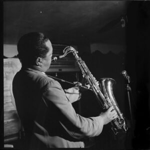 Lester Young playing the saxophone