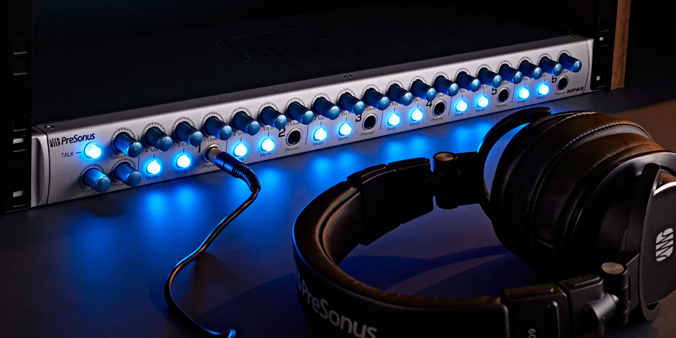 PreSonus headphone amp with PreSonus studio headphones