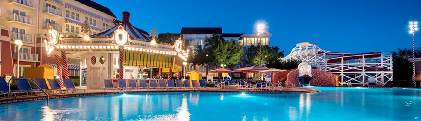 A resort swimming pool at one of the vacation clubs owned by Disney