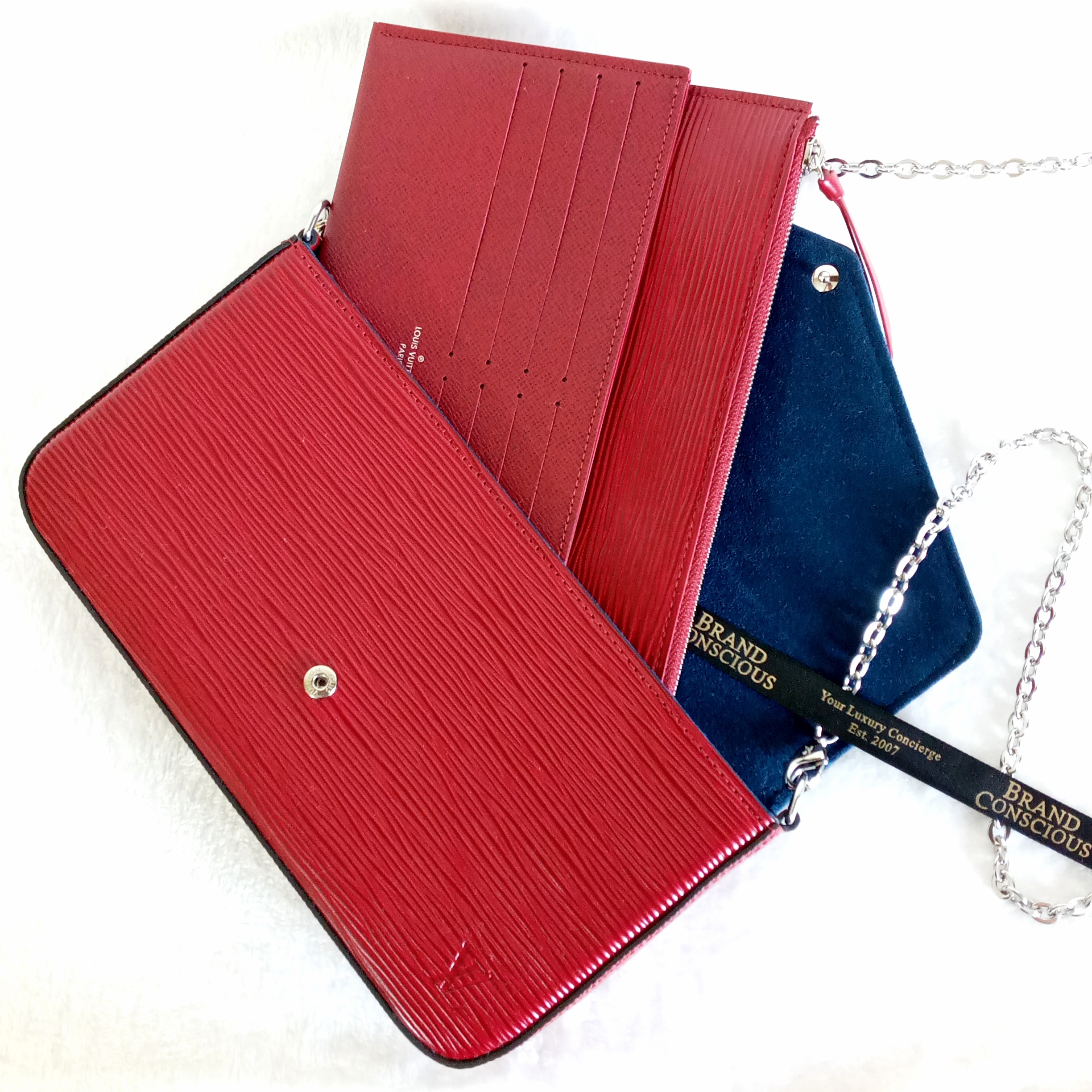 Louis Vuitton Red Epi Leather Pochette Felicie Clutch Bag