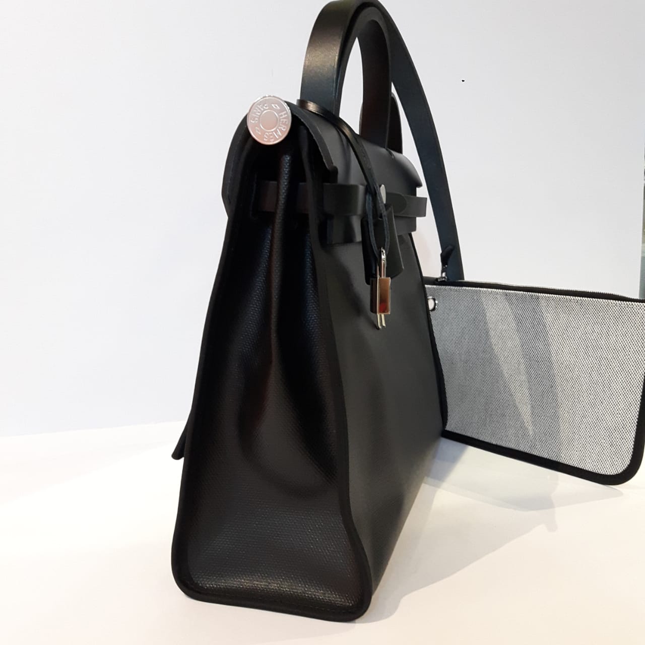 Bag It! - Hermès Black Coated Canvas Herbag 31 PHW.