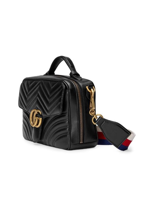 Gucci Black Patent Vanity Lunch Box Top Handle Bag 734gks324