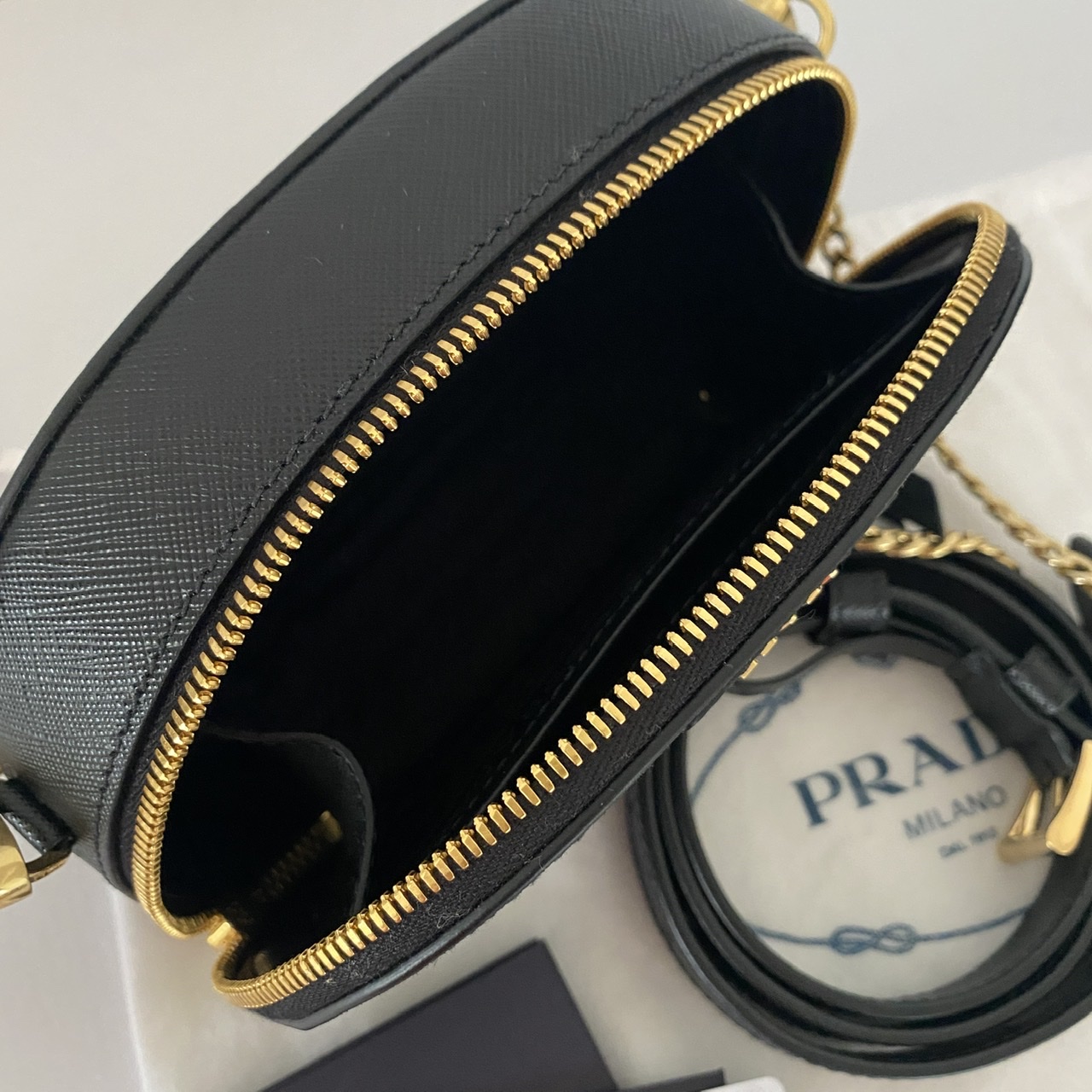 Prada Astrale Saffiano Lux Leather Odette Two Way Belt Bag 1BL023