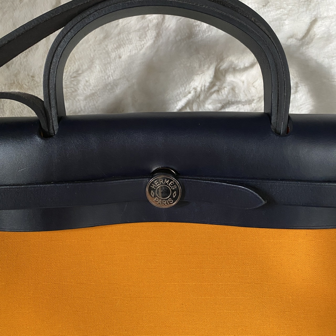 HERMES Tri-Color Jaune d'Or / Blue Izmir / Blue Royale Herbag Zip 31 PM -  BrandConscious Authentics