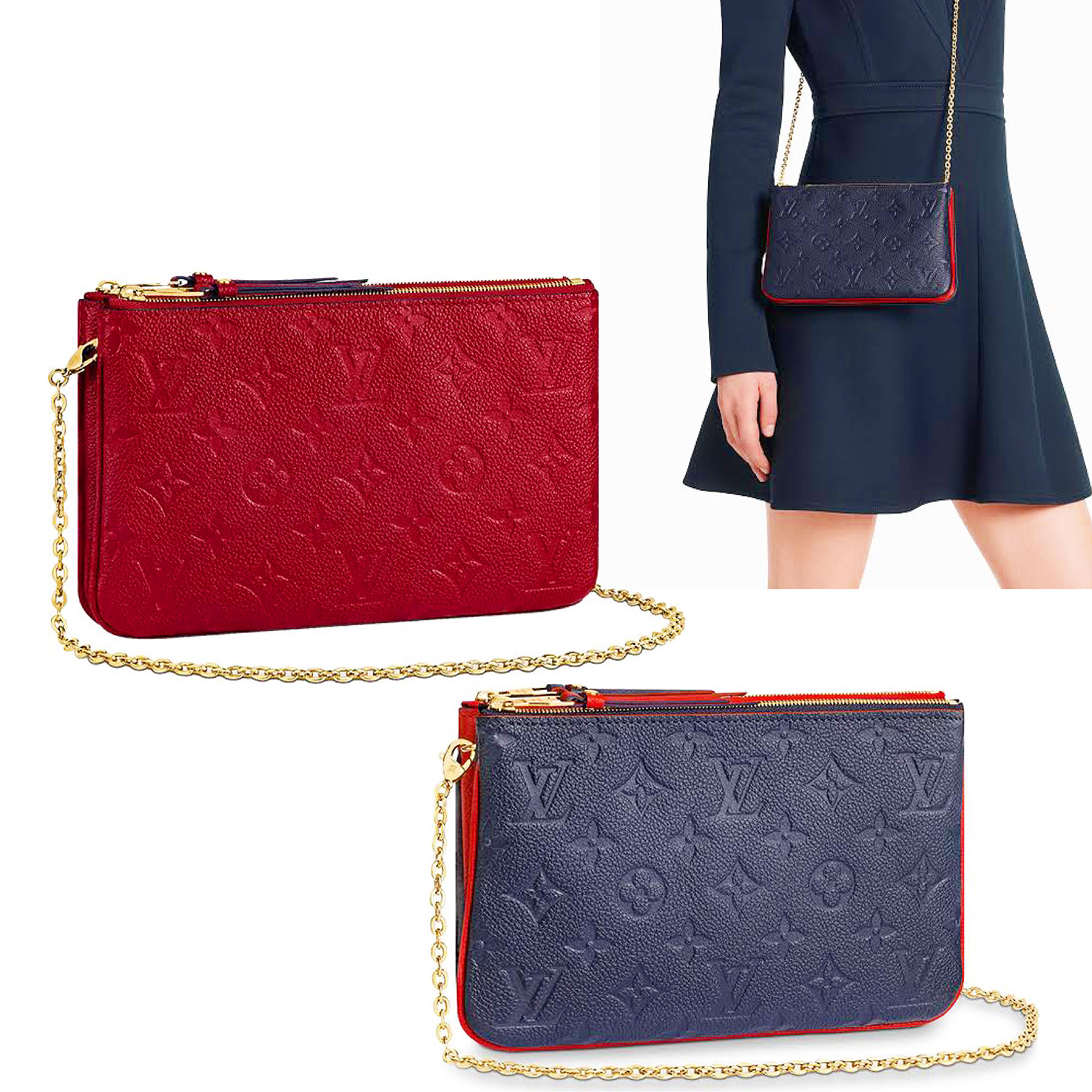 Review of the Louis Vuitton Double Zip Pochette in Marine Rouge