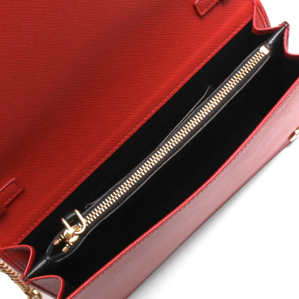 Prada 1BP012 Saffiano Lux Fuoco Borsa Portafoglio 2-way WOC |Clutch -  BrandConscious Authentics