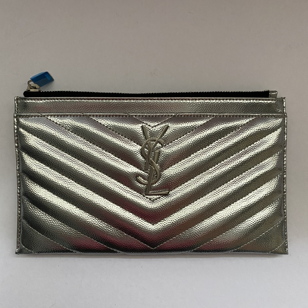 Saint Laurent Monogram YSL Quilted Neon Bill Pouch Wallet