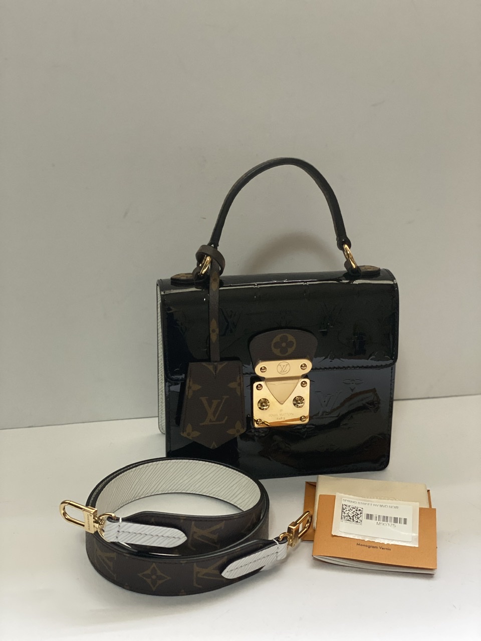 Louis Vuitton Spring Street NM Handbag Monogram Vernis with Monogram Canvas  and Epi Leather Black 2206061