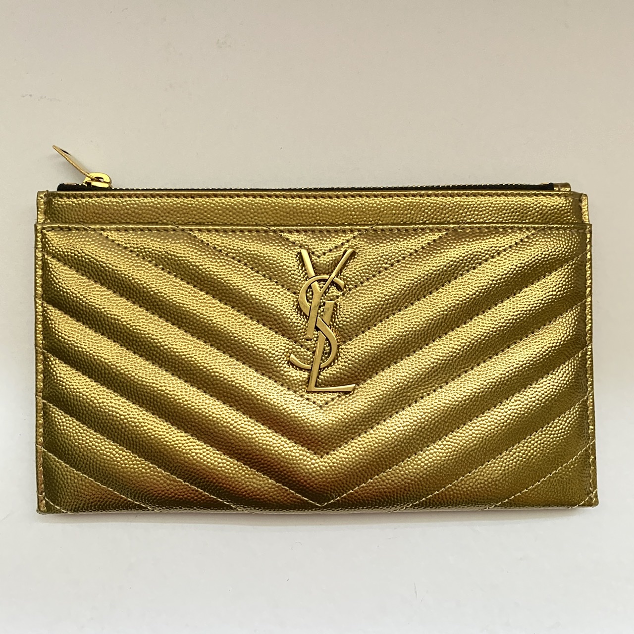 Saint Laurent Monogram YSL Quilted Neon Bill Pouch Wallet