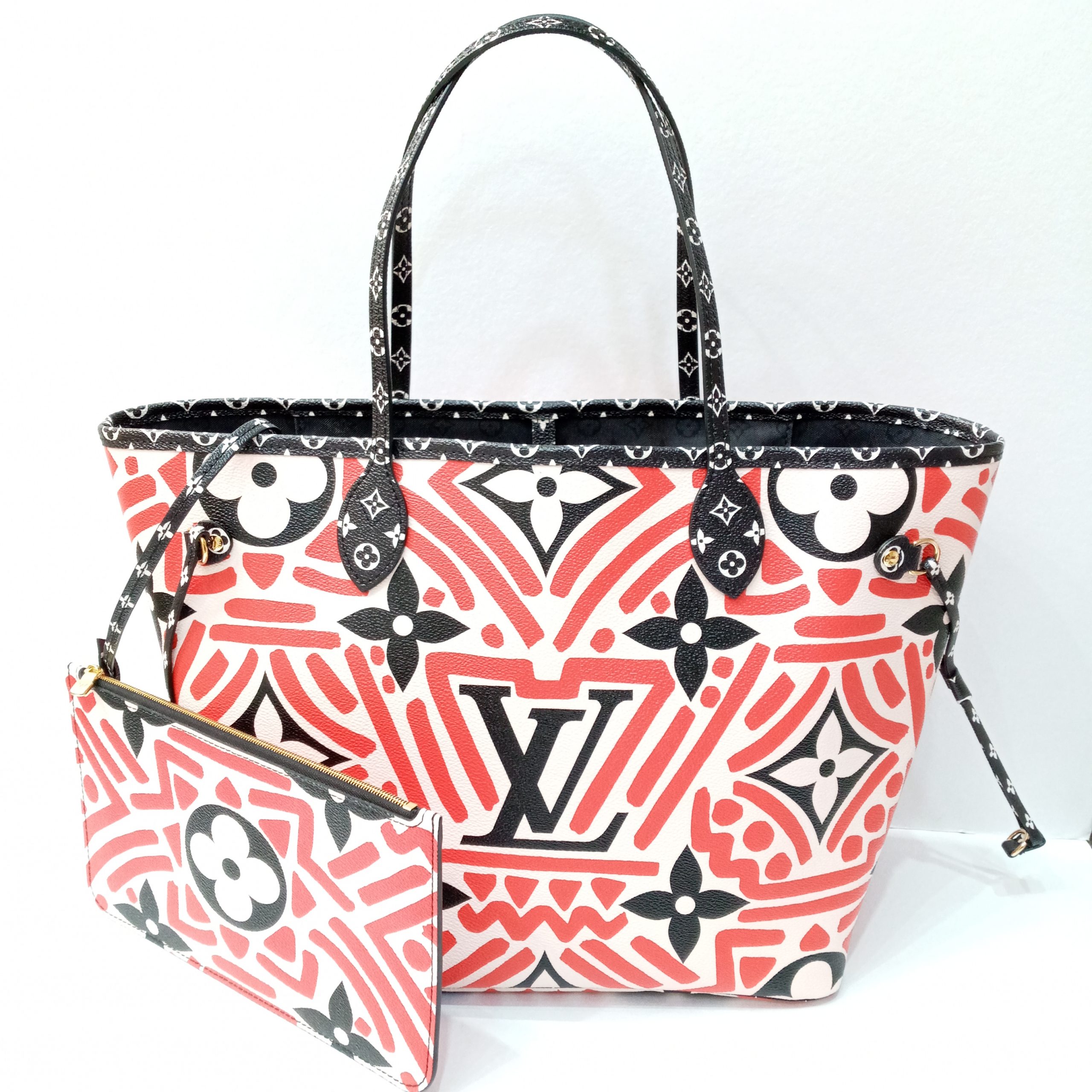 LOUIS VUITTON CRAFTY NEVERFULL MM CREAM RED - BrandConscious