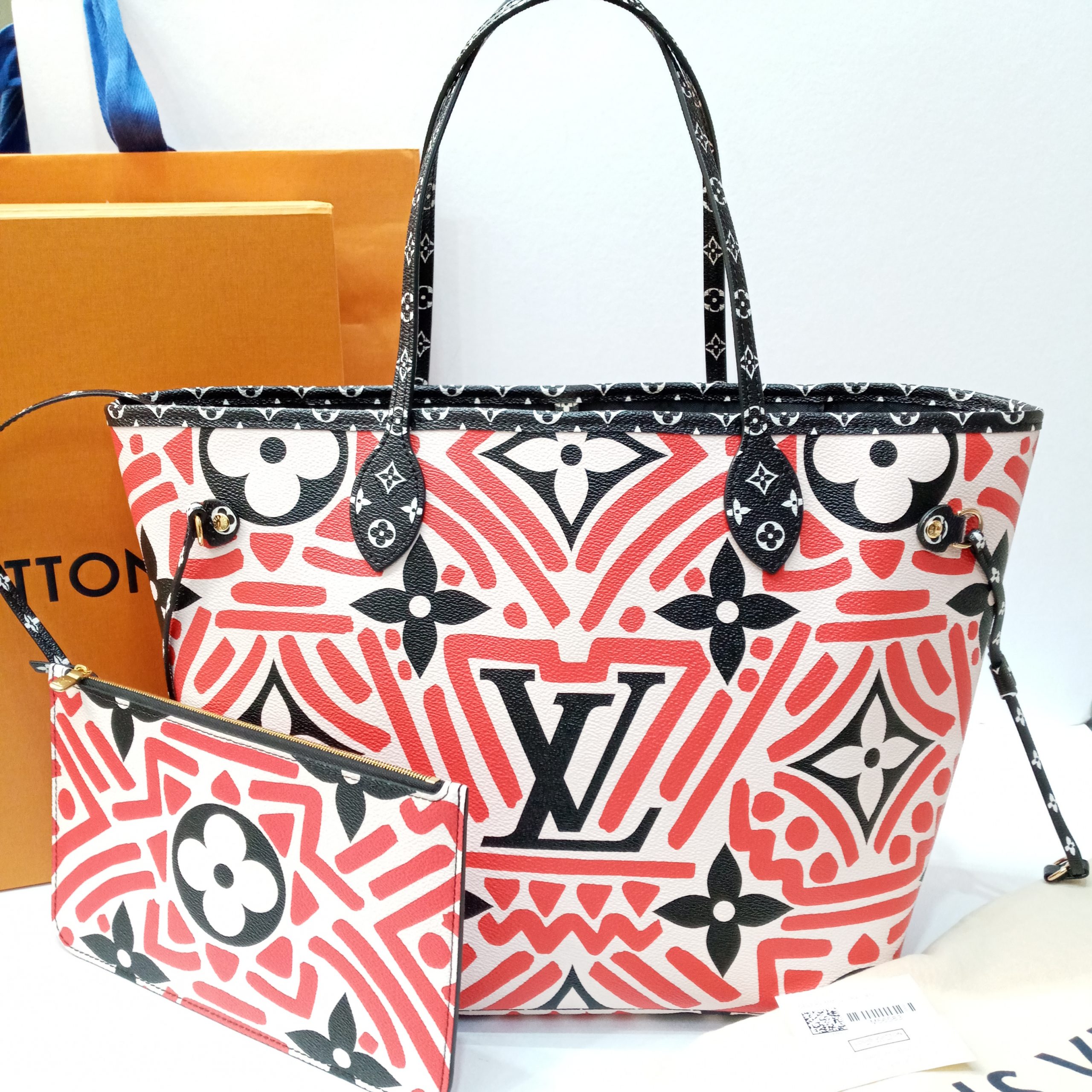 Louis Vuitton 2020 Monogram Giant Crafty Neverfull MM - Red Totes