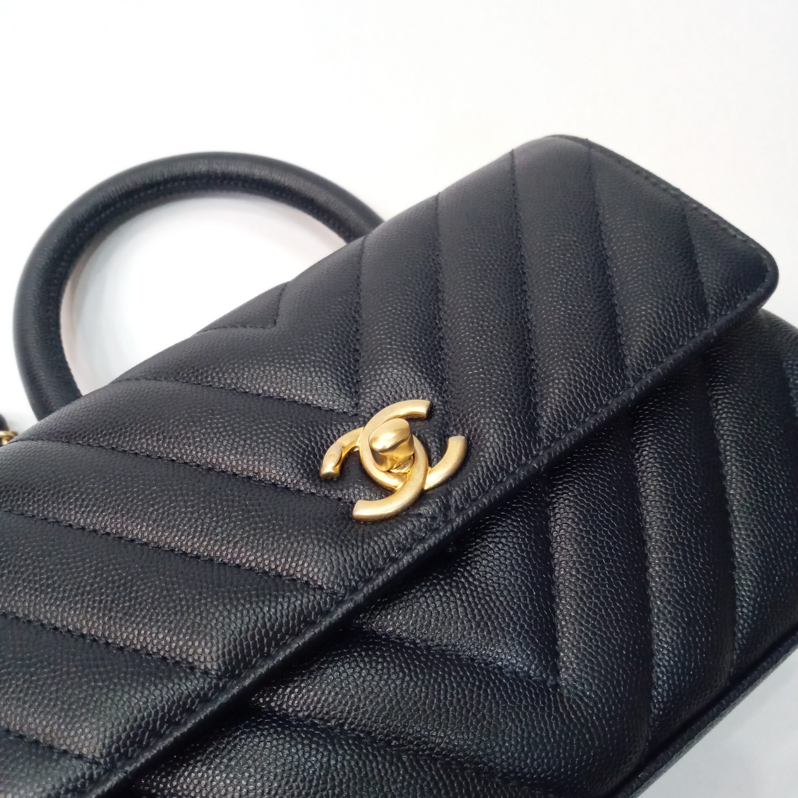 Chanel Caviar Quilted Mini Coco Handle Flap Black with GHW