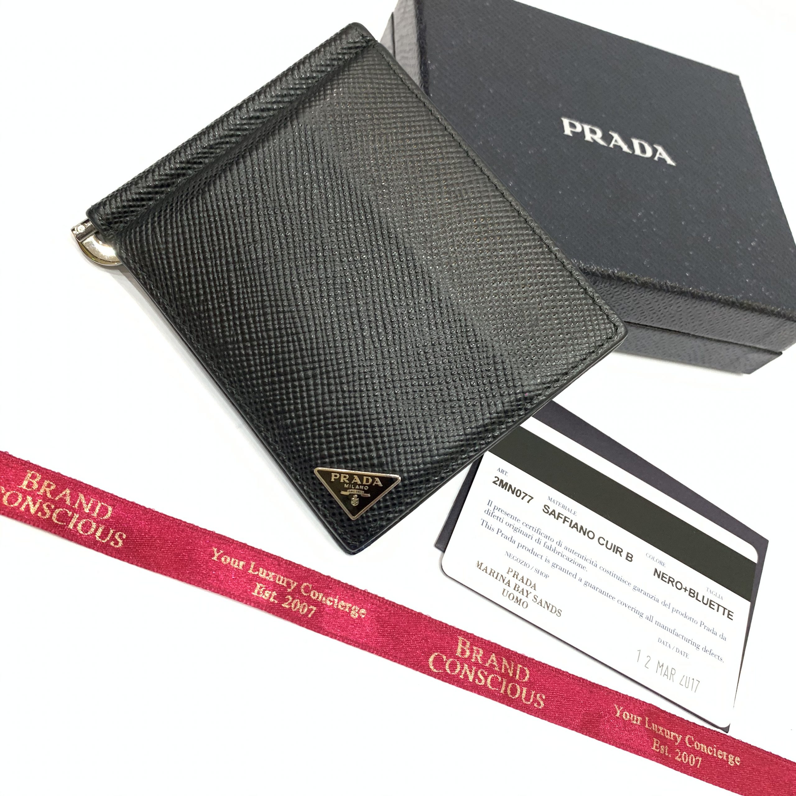 PRADA Money clip 2M1077 leather Brown Used unisex