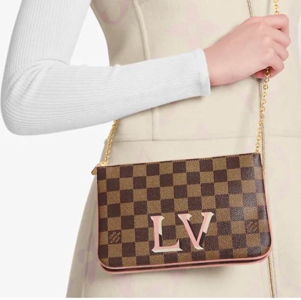 Used Louis Vuitton Damier Ebene Double Zip Pochette