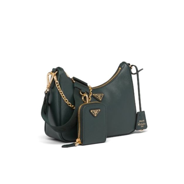 PRADA Re-Edition 2005 Saffiano Leather Shoulder Bag Emerald Green