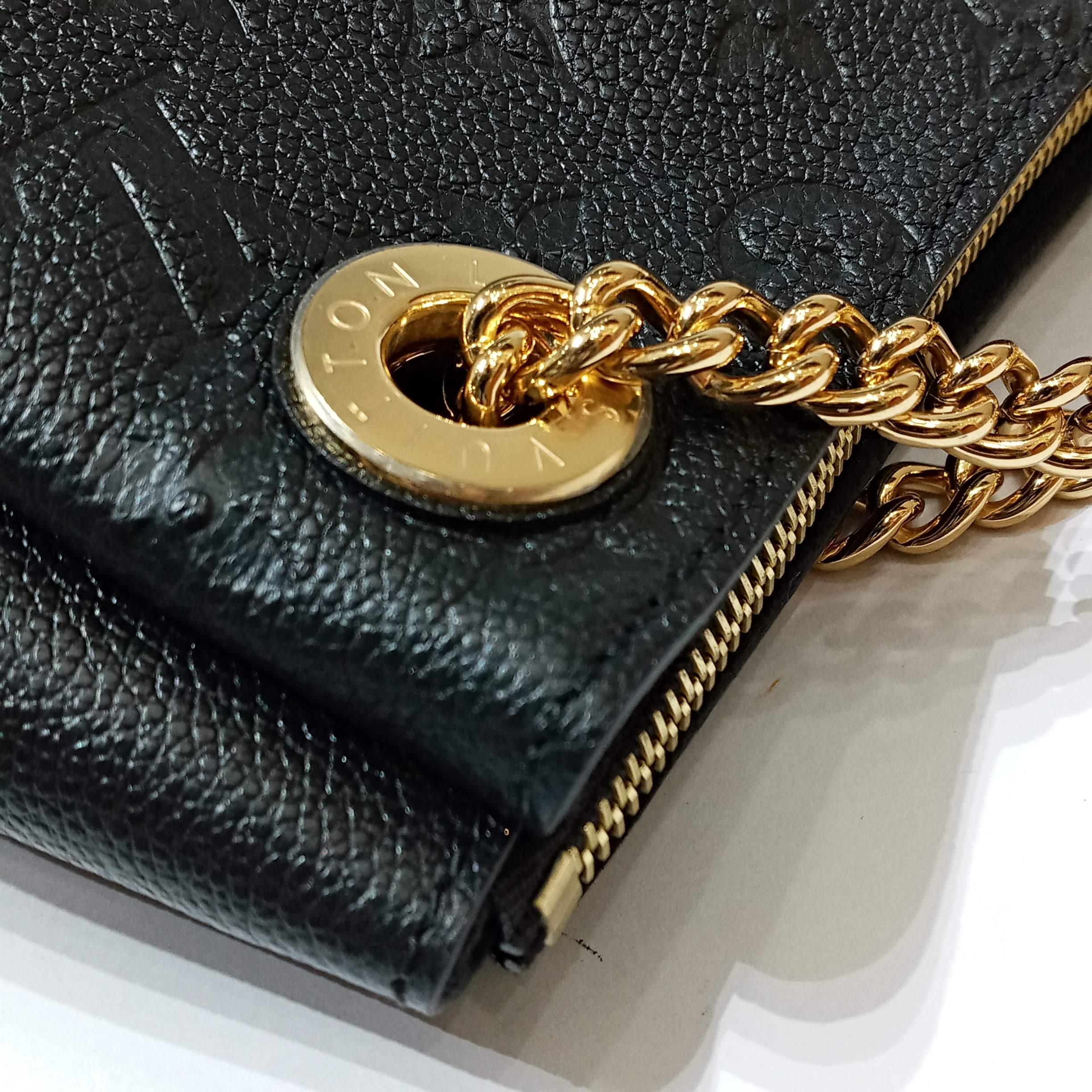 Authenticated Used Louis Vuitton Surennes BB Chain Shoulder Bag Noir M43748  Monogram Empreinte Leather 