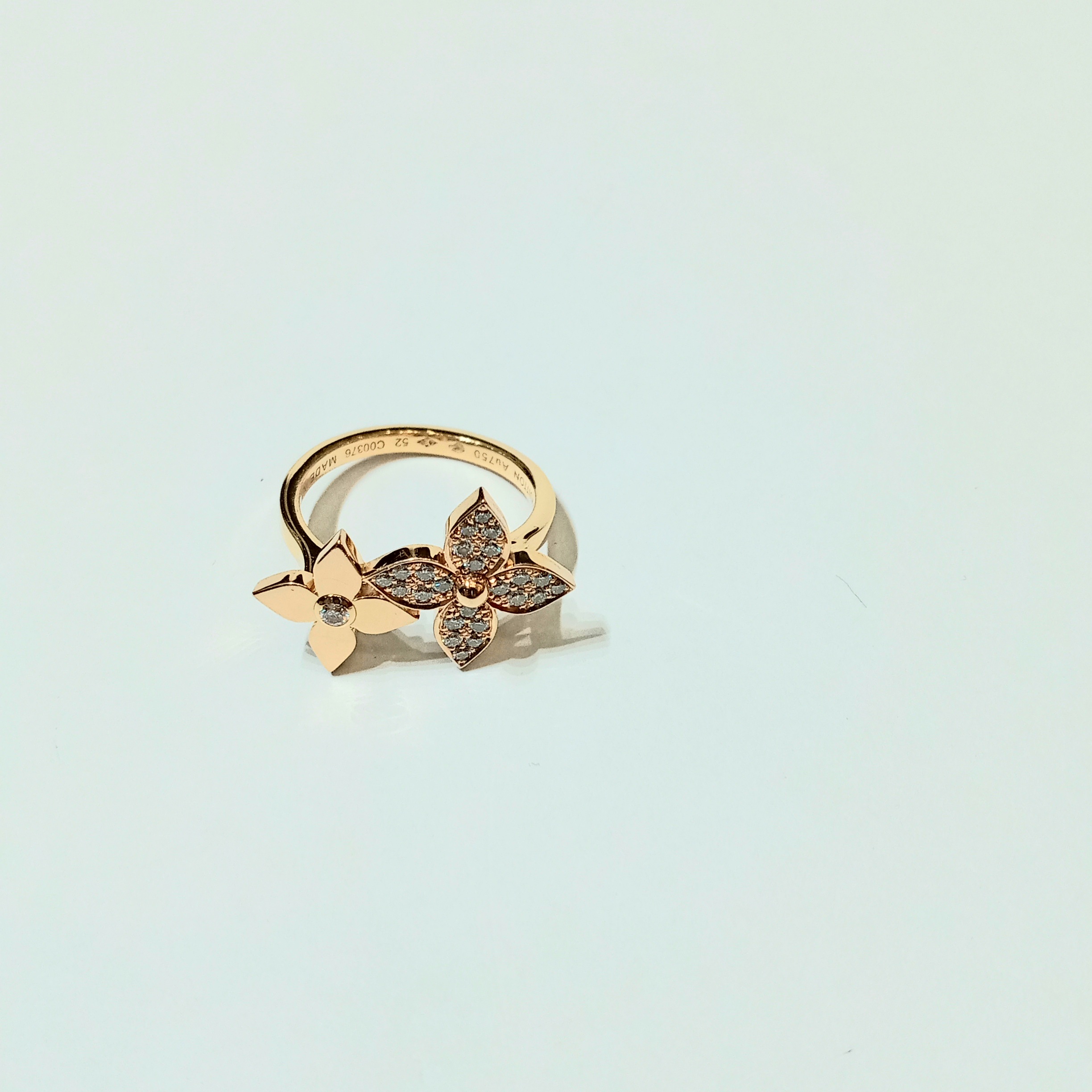 Louis Vuitton Color Blossom Mini Sun Ring, Pink Gold and Diamonds. Size 52