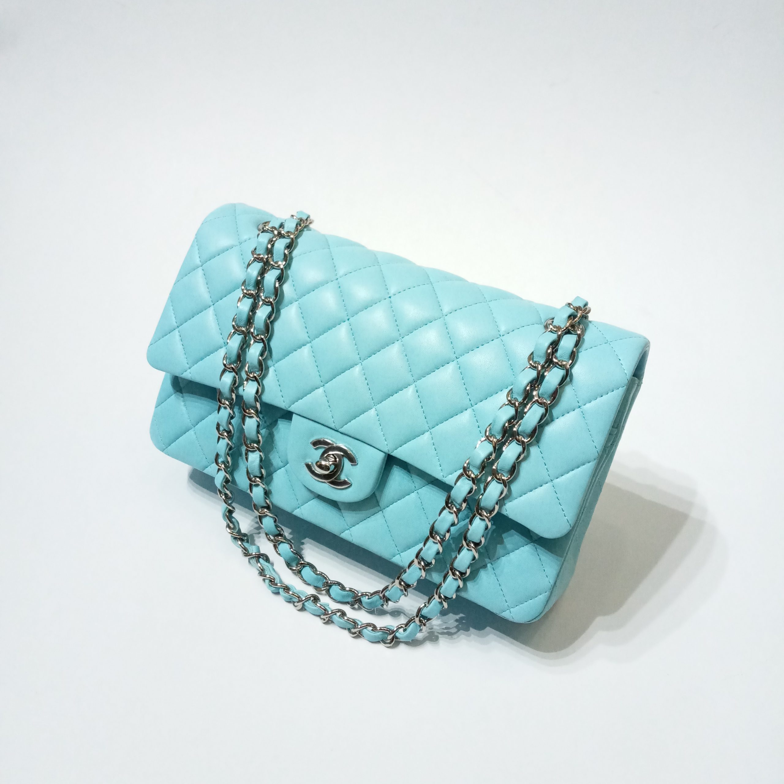 Chanel Quilted Medium Double Flap Light Blue SHW - BrandConscious Authentics
