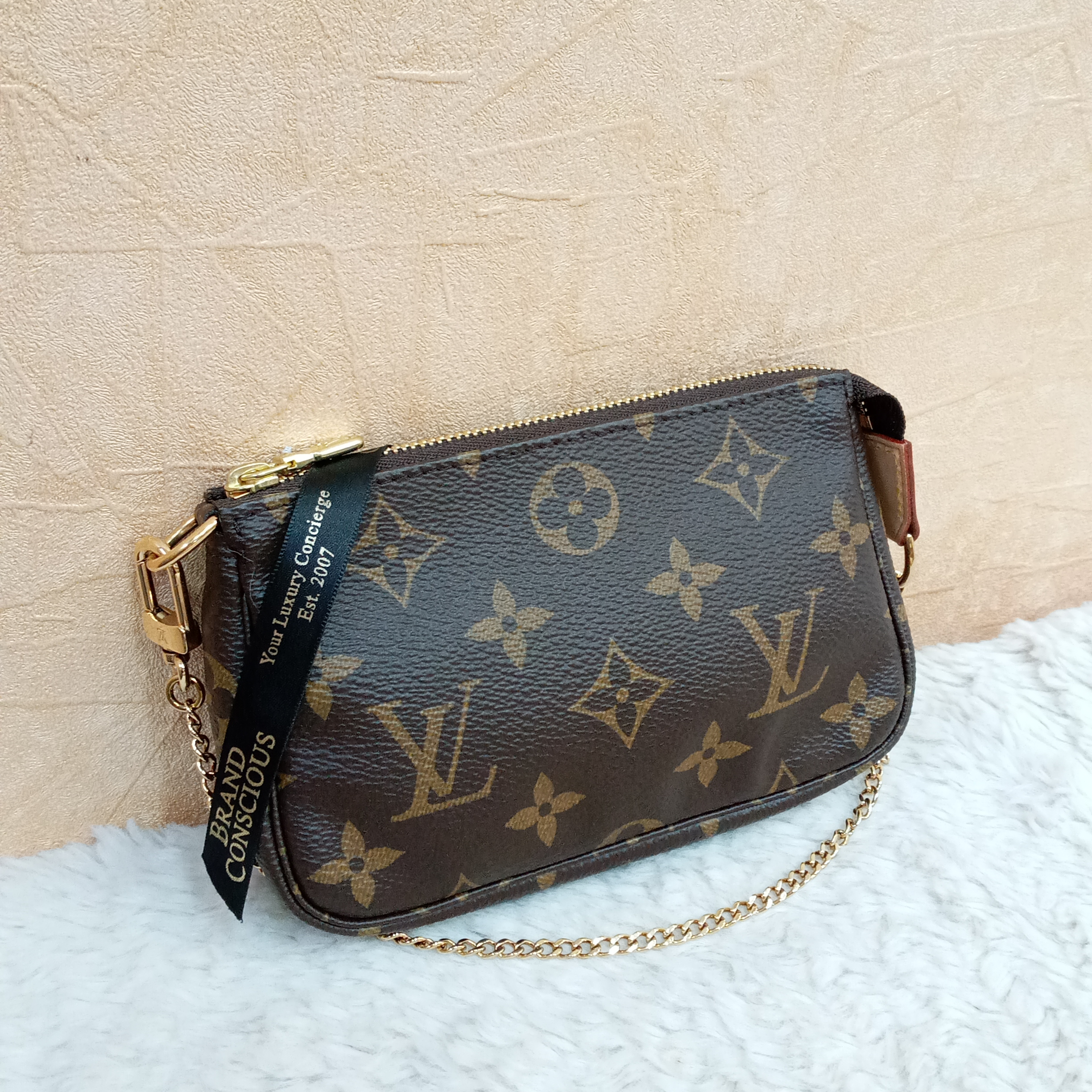 Louis Vuitton Pochette Accessoires Monogram Mini Brown in Coated