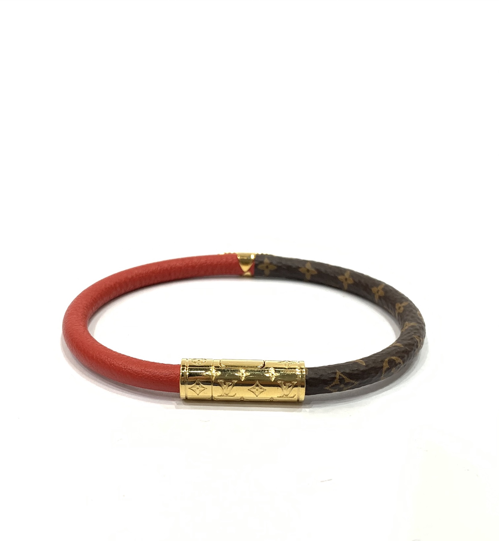 LOUIS VUITTON Monogram Daily Confidential Bracelet 17 Red 786303