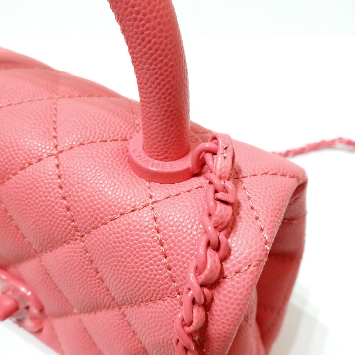 Chanel Mini/Small Coco Handle 21A Light Pink Quilted Caviar with light gold  hardware