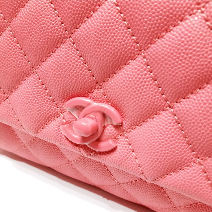 Chanel Mini Coco Handle Flap Bag in Coral Red Caviar | Dearluxe