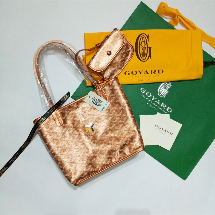 Goyard Mini Anjou Reversible Tote In Goyardine Calfskin with French Bulldog  Yellow