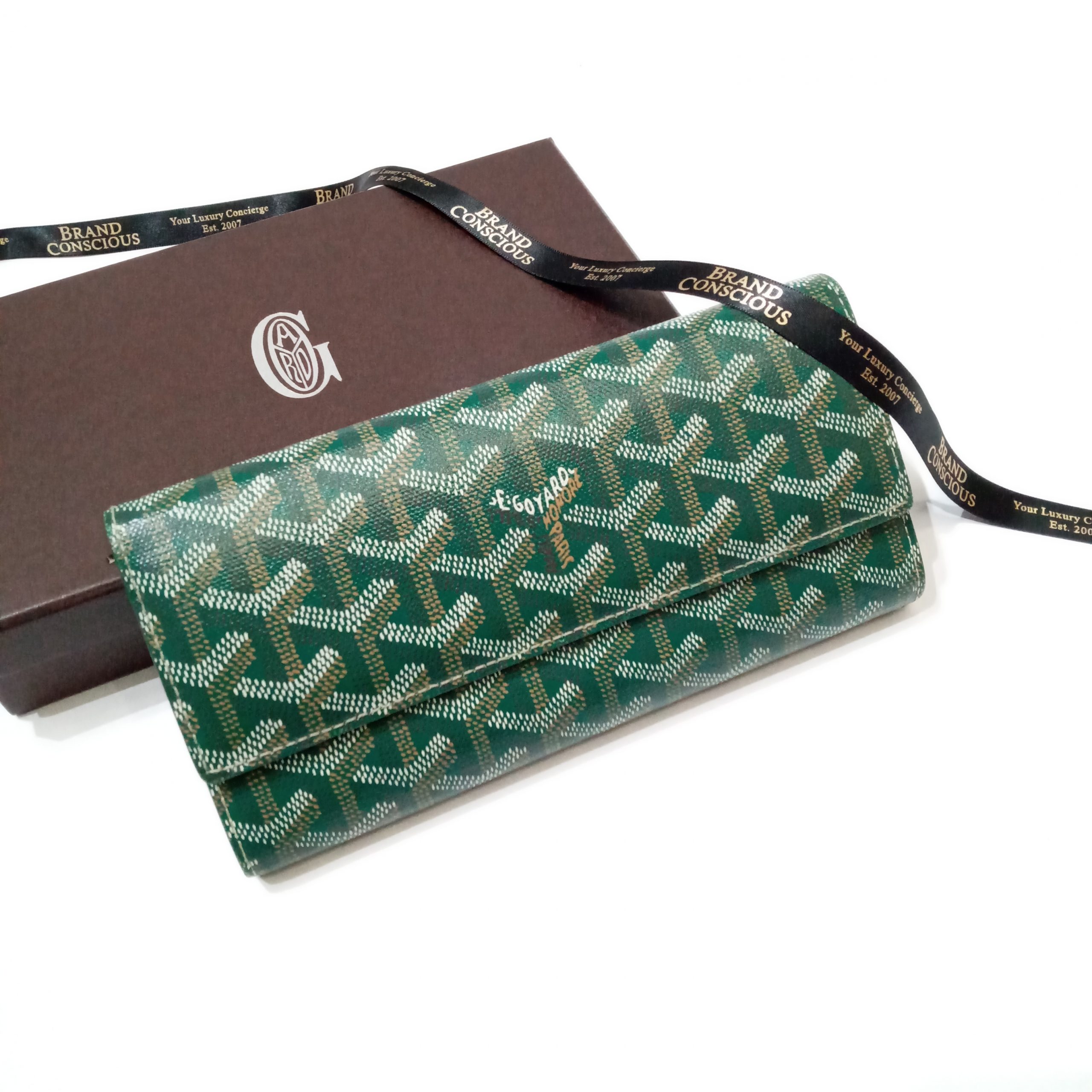 Goyard Green Goyardine Varenne Wallet Above Excellent Condition at