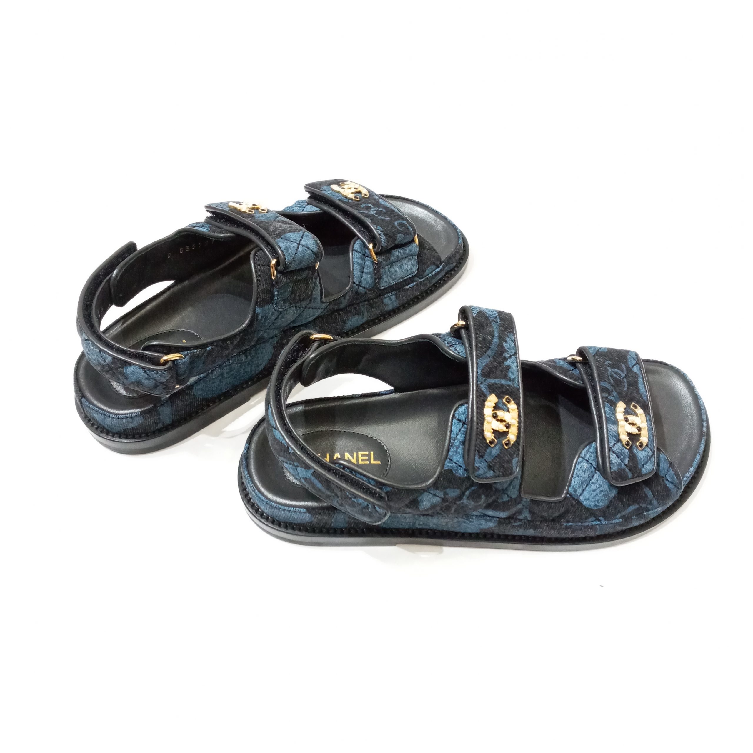 Chanel Dad Sandal Denim Blue & Black Size 36 - BrandConscious Authentics