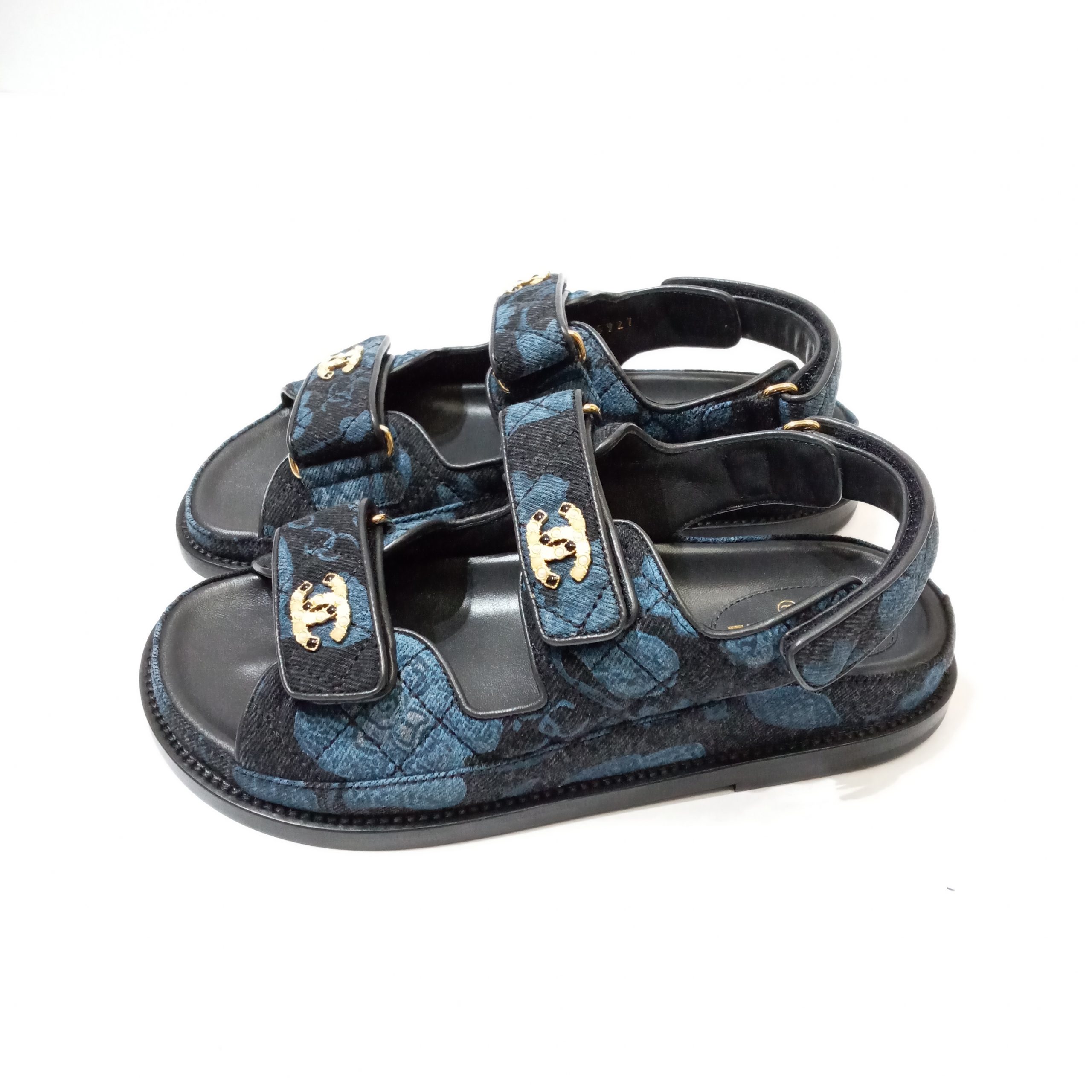 Chanel Dad Sandal Denim Blue & Black Size 36 - BrandConscious Authentics