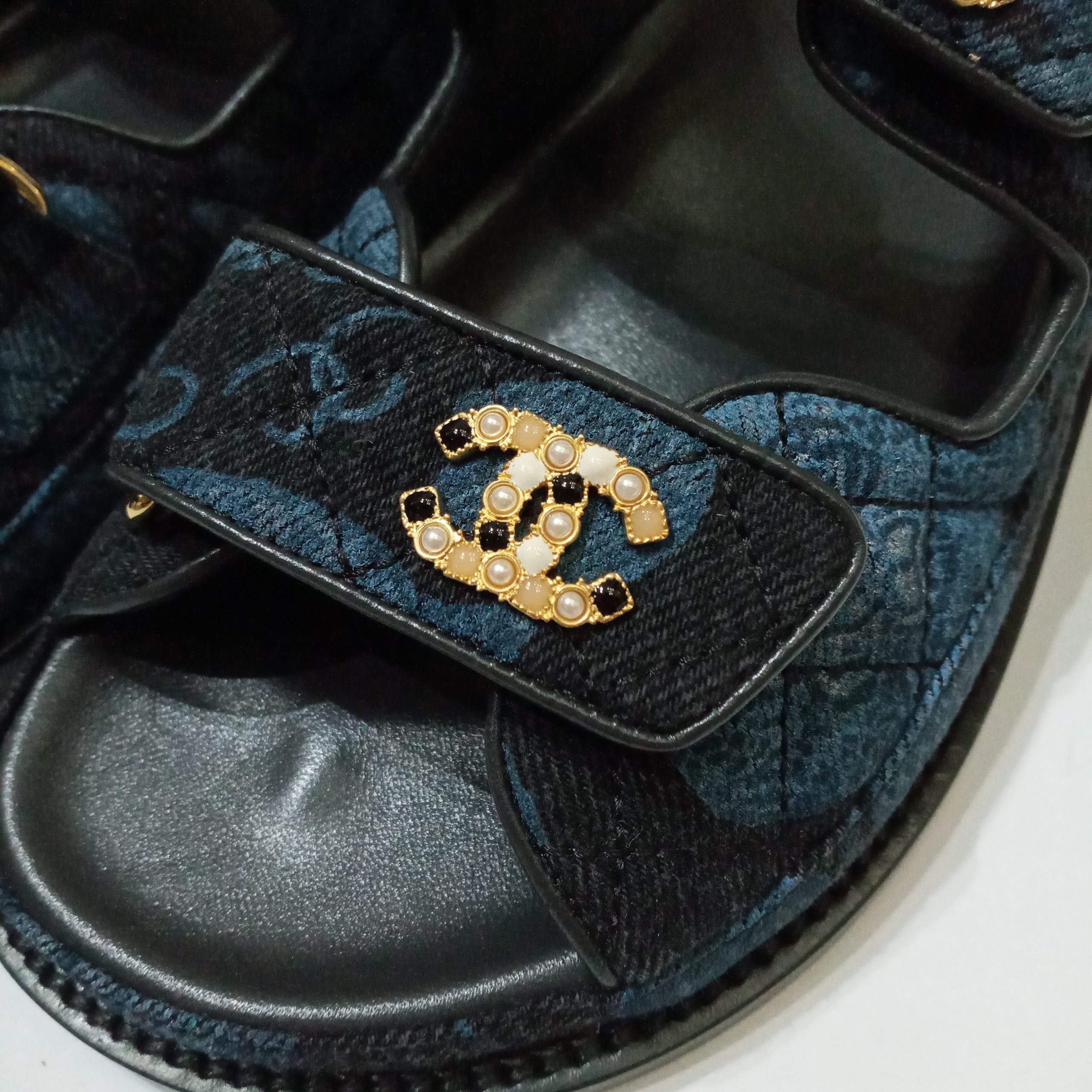 Chanel Denim Dad Sandals Size 38.5 – Coco Approved Studio