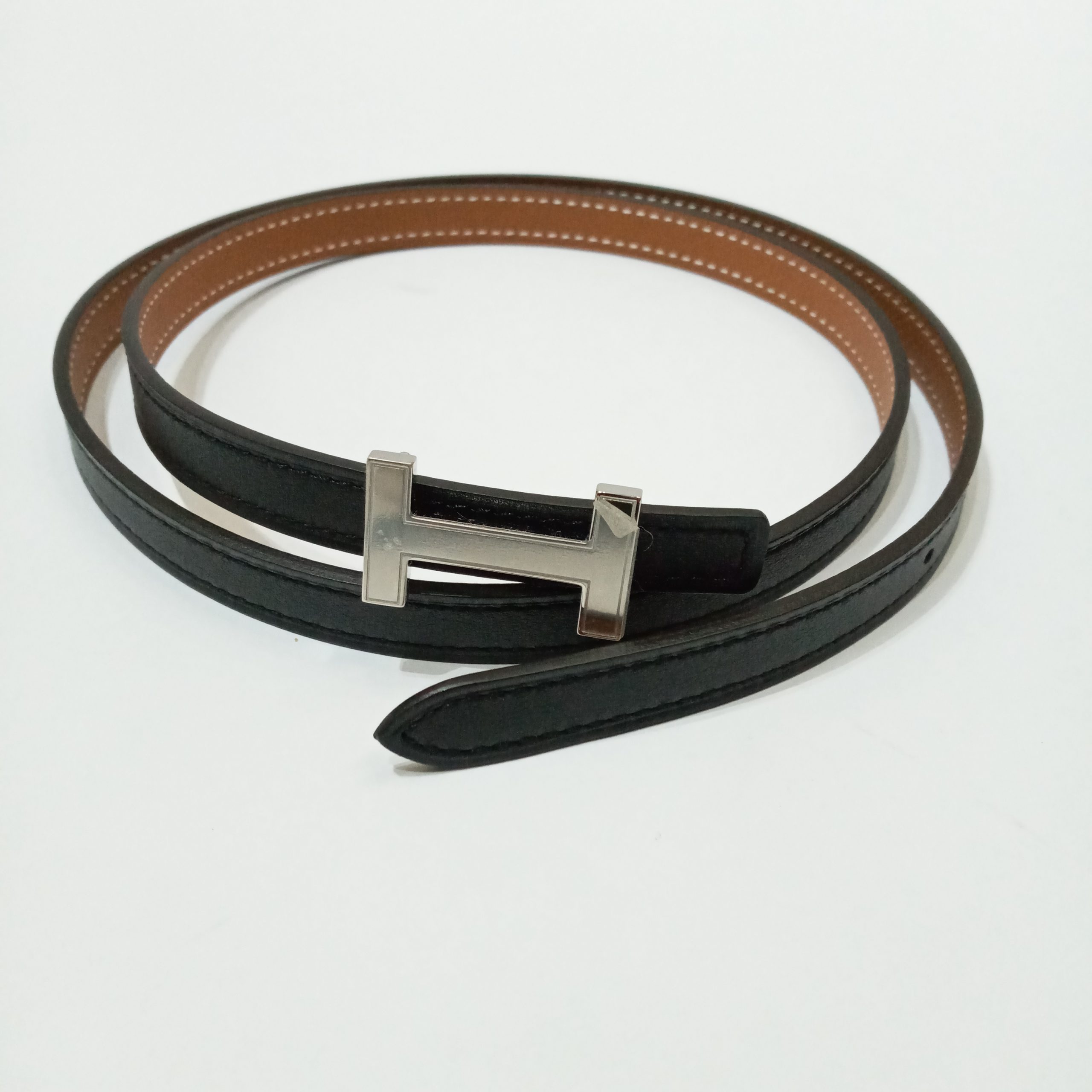 Hermes Black Leather H Buckle Belt 80CM Hermes